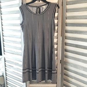 Max Studio Women's Sun Dress Black and White Polka Dot Medium